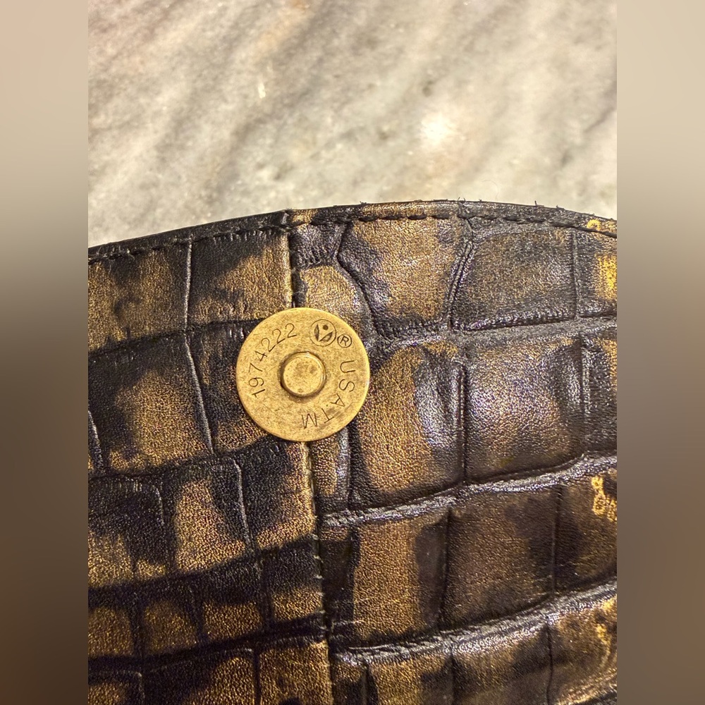 Rock out with this cool clutch by B. Johnson. Brass studs, faux alligator hide - Picture 6 of 6